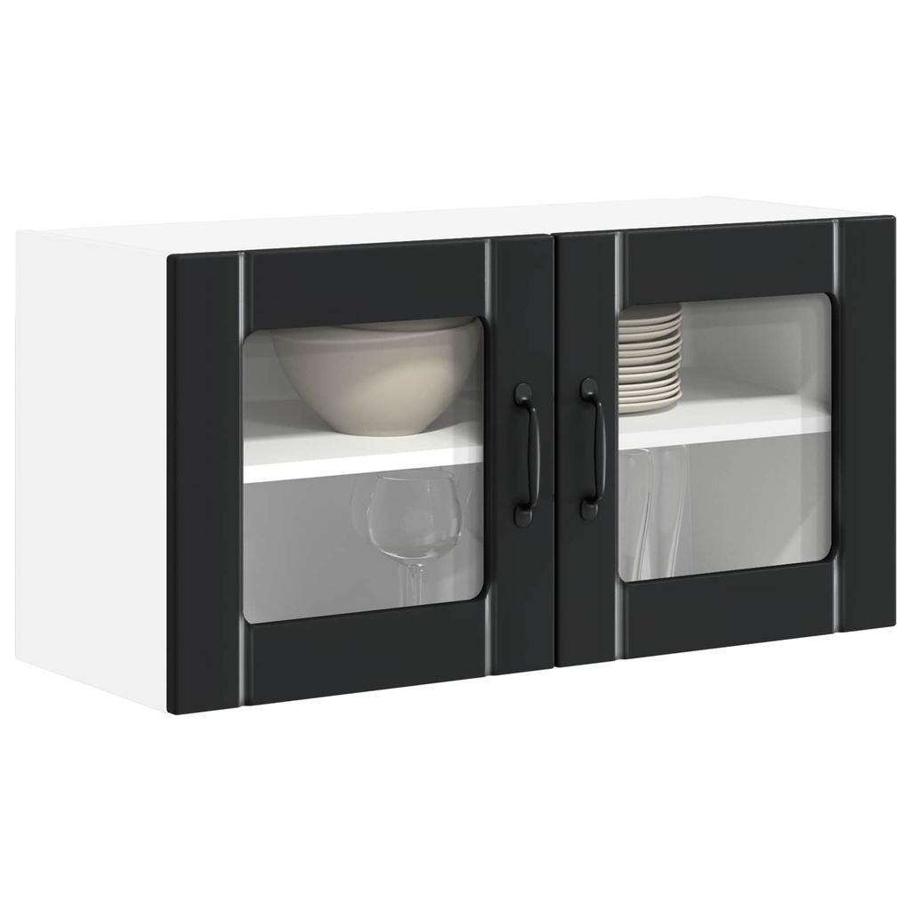 Wall Mounted Glass Cabinet LUCCA Black 80 X 31 X 40 Cm Particleboard