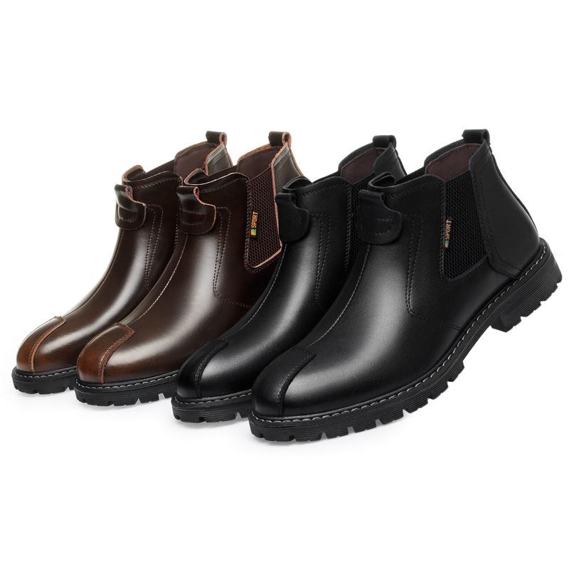 New Autumn and Winter Martin Boots Fleece Thermal Cotton Shoes High Top Leather Shoes Chelsea Boots