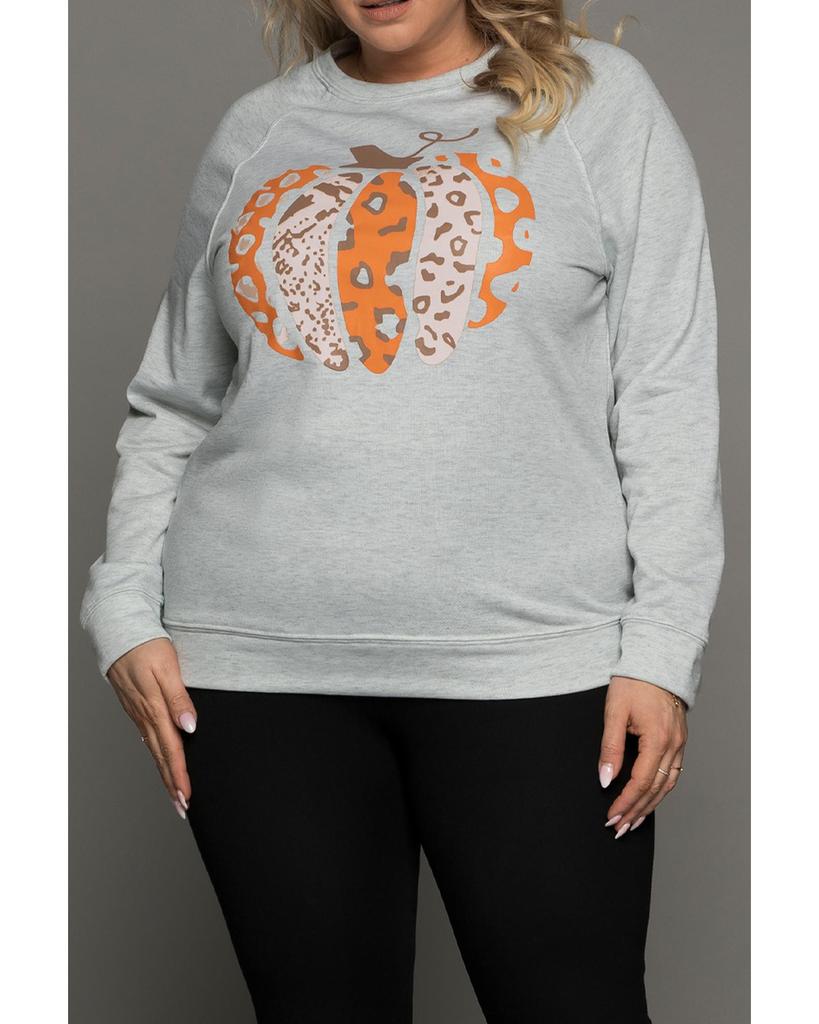 Azura Exchange Pumpkin Leopard Print Plus Size Sweatshirt