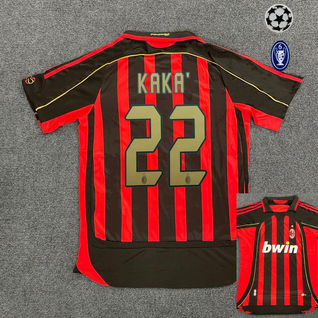 AC Milan Retro Away Jersey #22 Kaka, Champions League, Pirlo, Short Sleeve Football Kit (0607)