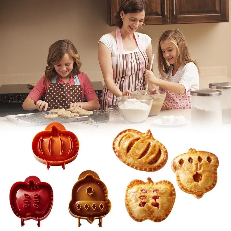 Autumn Themed Mini Pie Molds Set Apple Pumpkin Acorn Shapes for Creative Baking Ideal for Fall Desserts Party Treats and Holiday