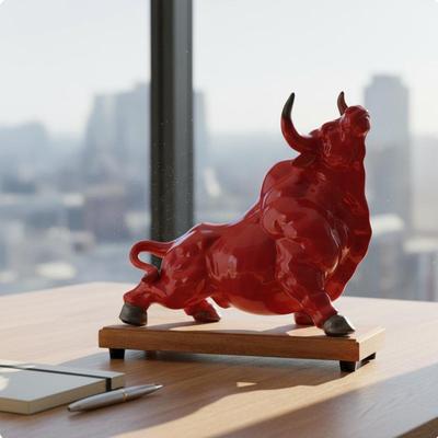 Ceramic Ox Figurine Elegant Decor House Decoration Glossy Finish for Office
