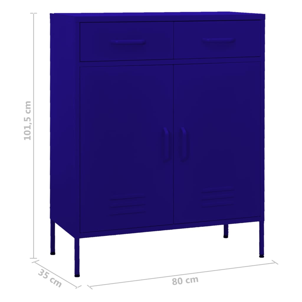 Storage Cabinet Navy Blue 80 x 35 x 101.5 cm Steel