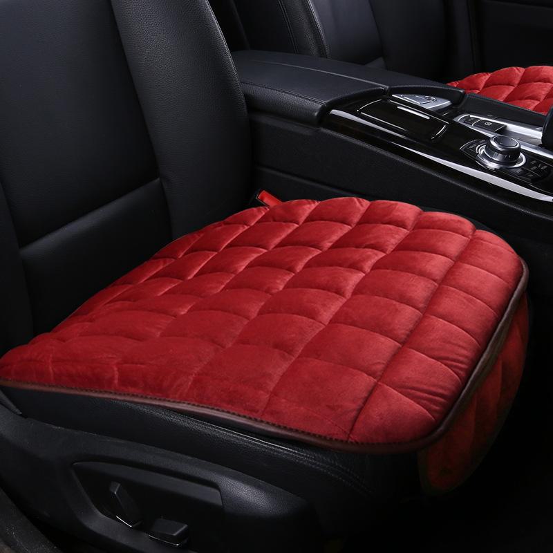 Woolen Three-Piece Car Seat Cushion Set for Autumn/Winter - No Backrest, Non-Slip, Warm Front Seat Pads