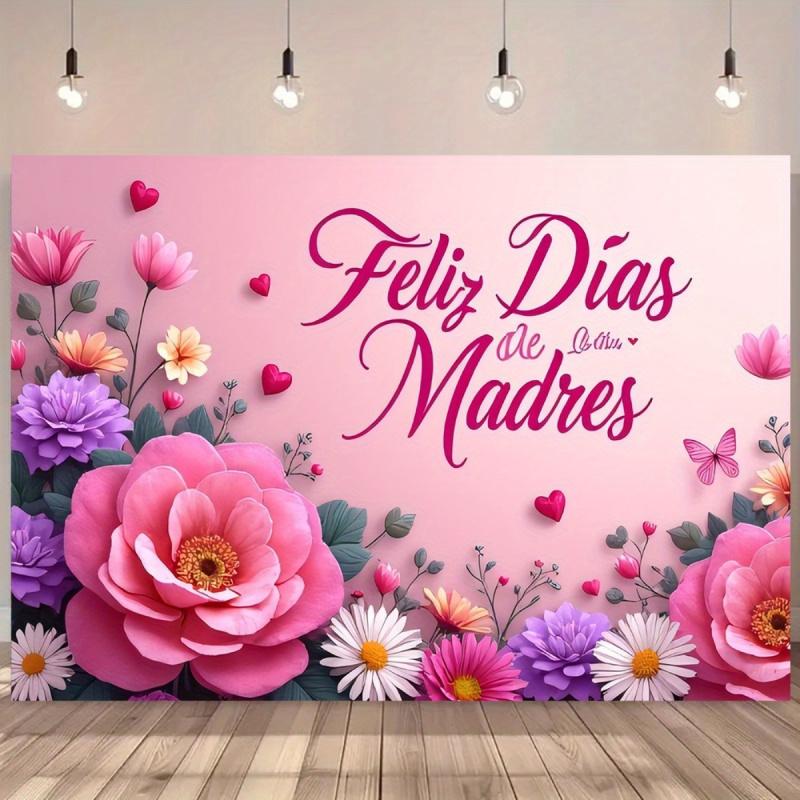 1pc, 2D Flat, Happy Mother's Day Backdrop, Perfect for Indoor and Outdoor Decoration, Birthday, Mother's Day Gift for Mom, Wsj