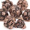 7-teiliges Kupfer-Schwarz-Zahnrad-Metallwürfel-Set aus massivem Metall mit polyedrischen Würfeln, geeignet für Rollenspiele, RPG-Brettspiele, Kartenspiele