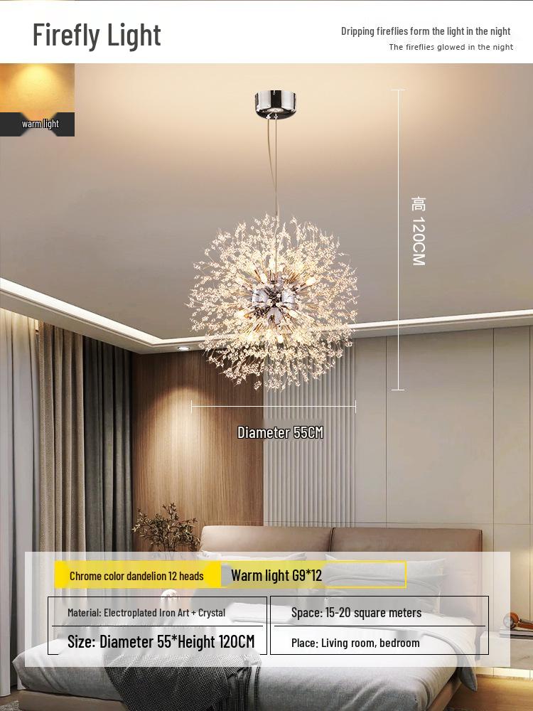 

Люстра из хрусталя «Одуванчик»: Роскошный светильник для гостиной в скандинавском стиле White LED