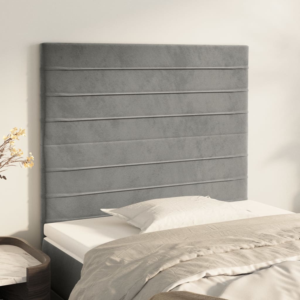 Vidaxl Bed Headboards, 2 Pcs, Light Gray, 80X5X78/88 Cm, Velvet