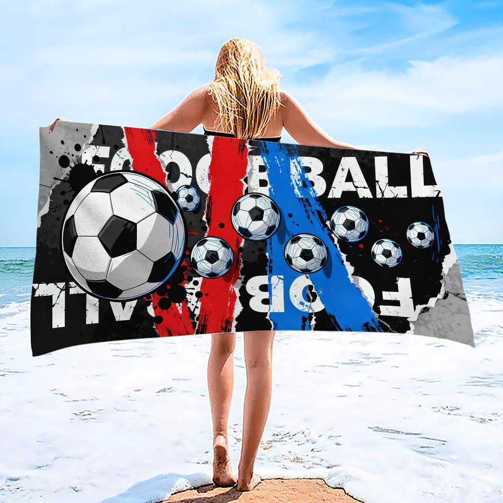 1pc Football Extra Large Beach Towel & Bath Blanket - Microfiber Super Absorbent Suitable for Travel, Pool, Surfing, Camping
