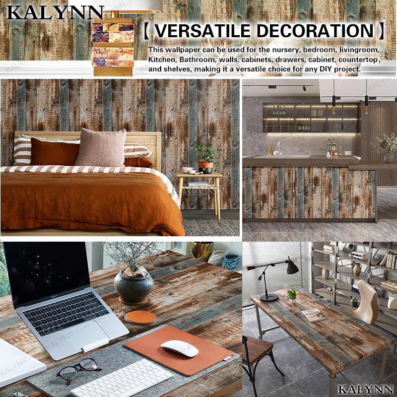 Peel and Stick Wallpaper Wood Plank Faux Wood Contact Paper Removable Self-Adhesive Vintage Wall Covering Prepasted Decorative
