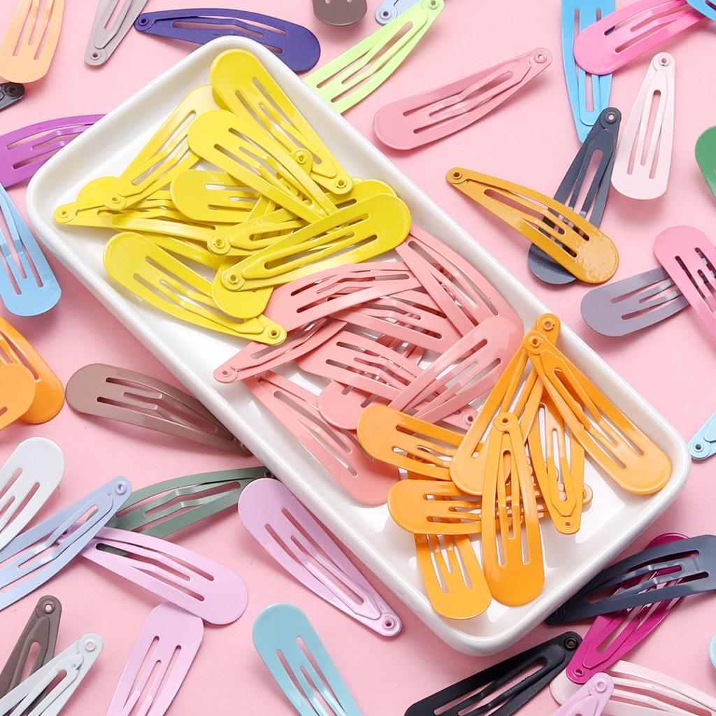 50Pcs Solid Colors BB Hairclips Girls Y2K Cute Small Barrettes Women Simple Metal Snap Clip Headdress Children Hair Accessories