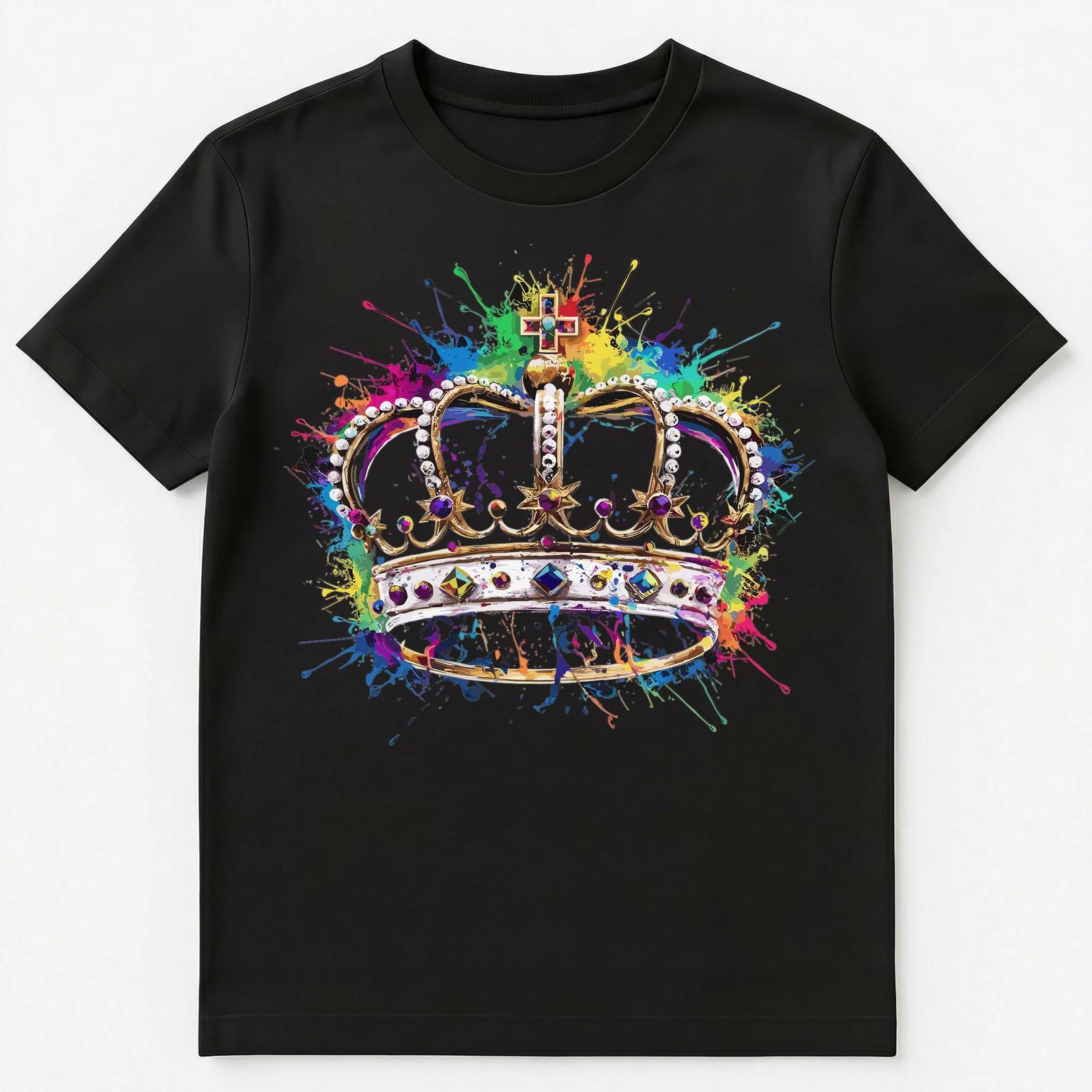 Colorful Paint Splash Crown Art Graphic Unisex T-Shirt S