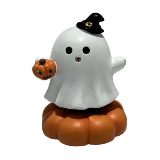 Seasonal Home Accents Spooky Halloween Figurine, Small Resin Rotating Ghost Skull Pumpkin Gravestone Rustic Decorations Statue, Collectible