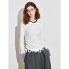 Chuyu Women's Slim-Fit Patchwork Plaid Faux Two-Piece Long Sleeve T-Shirt