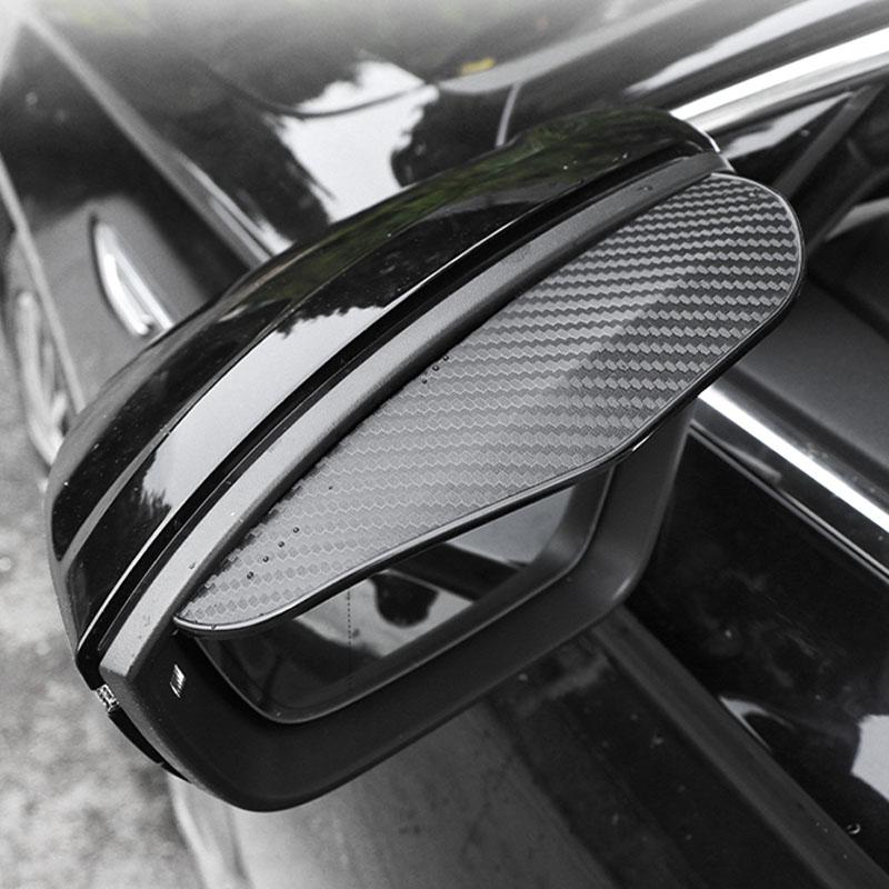 2PCS Espelho Retrovisor Do Carro Chuva Sobrancelha Viseira De Fibra De Carbono Retrovisor Do Carro Lateral Neve Viseira De Sol Capa De Chuva Espelho De Carro Acessórios