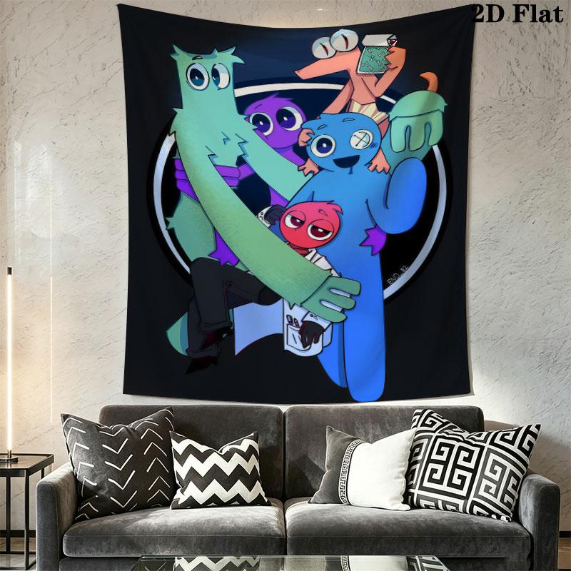 Rainbow Friends Force Wandteppich Ästhetischer Wandbehang Bedruckte Stoffdecke Dekorative Wandteppiche für Schlafzimmer Wohnzimmer Heimdekoration