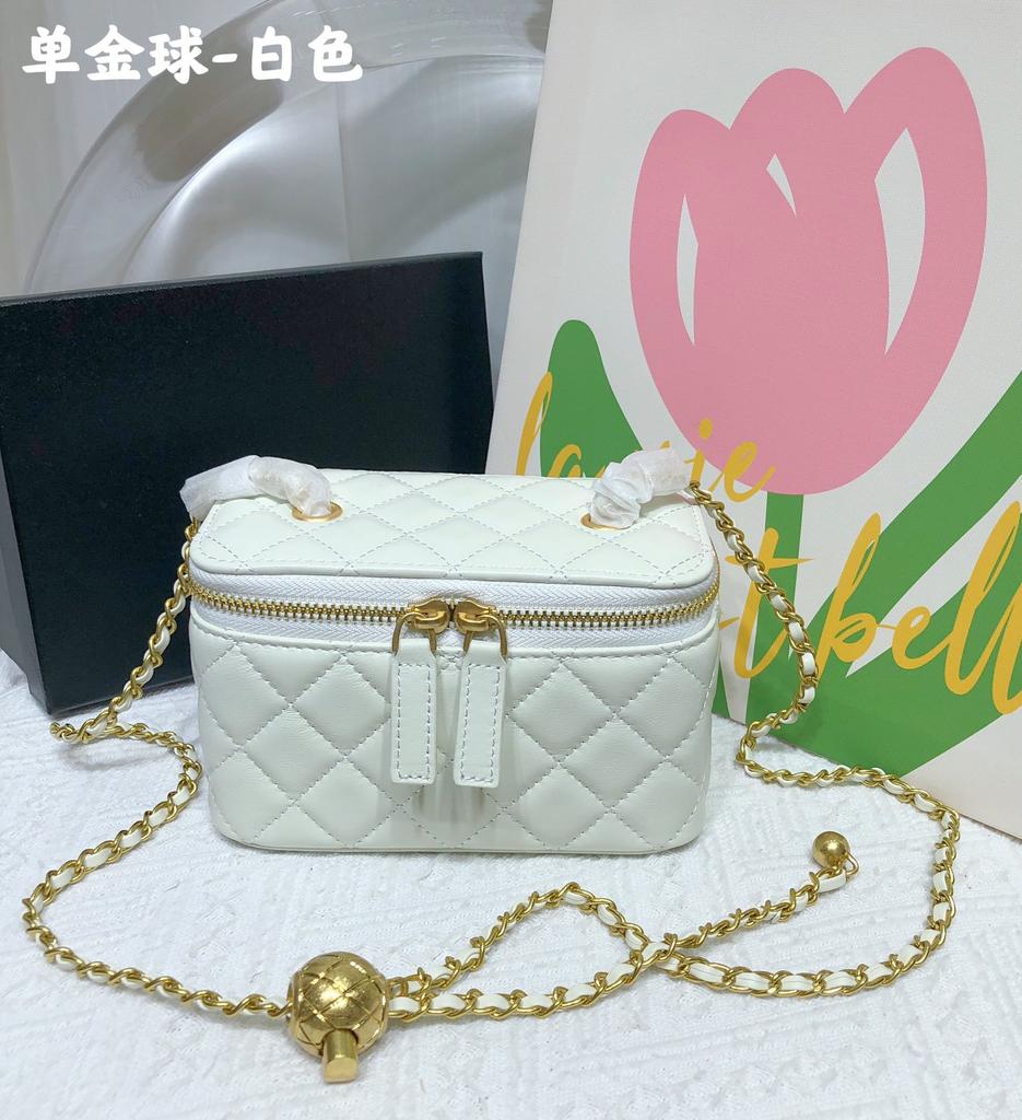 Rhombus chain bag 2024 new sheepskin box bag genuine leather women's bag mini lipstick bag shoulder messenger bag