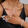 Conjunto de 5 Pendientes de Gota Moda Mujer Collar Pulsera Anillo Set Banquete de Boda Fiesta Regalo de Vacaciones
