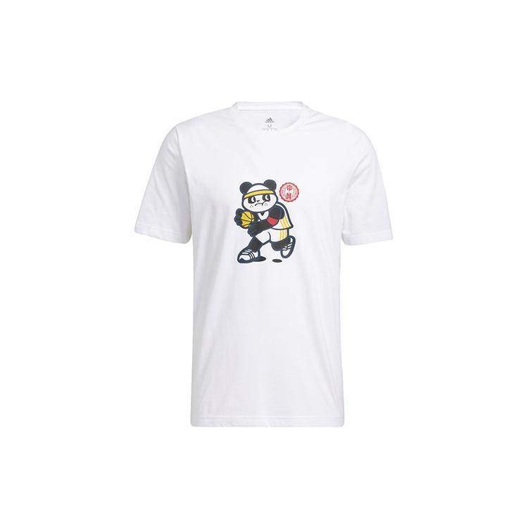 adidas Panda Tee Short-sleeved Sportswear Casual Breathable White Men s GN5147 L