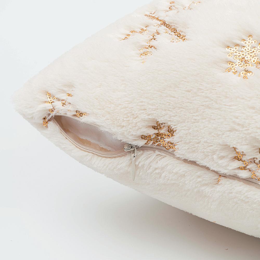 Christmas Snowflake Pillow Case Sequin Embroidered Pillow Model Living Room Sofa Cushion American Festive Atmosphere Pillow