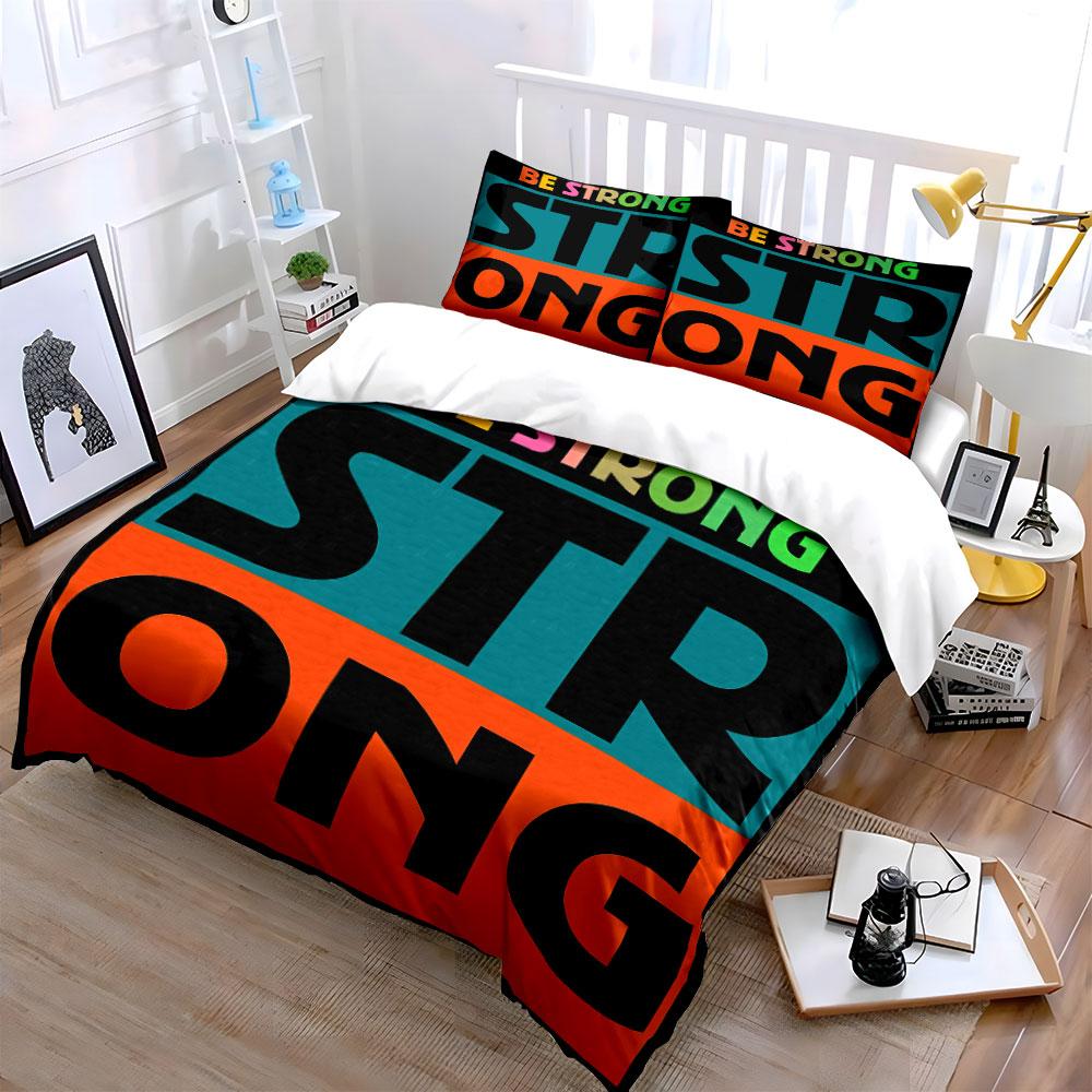 Be Strong Motivational Set Bedding Duvet Cover Set Duvet Cover Pillowcases  (1*Duvet Cover 2*Pillowcases, without duvet insert)