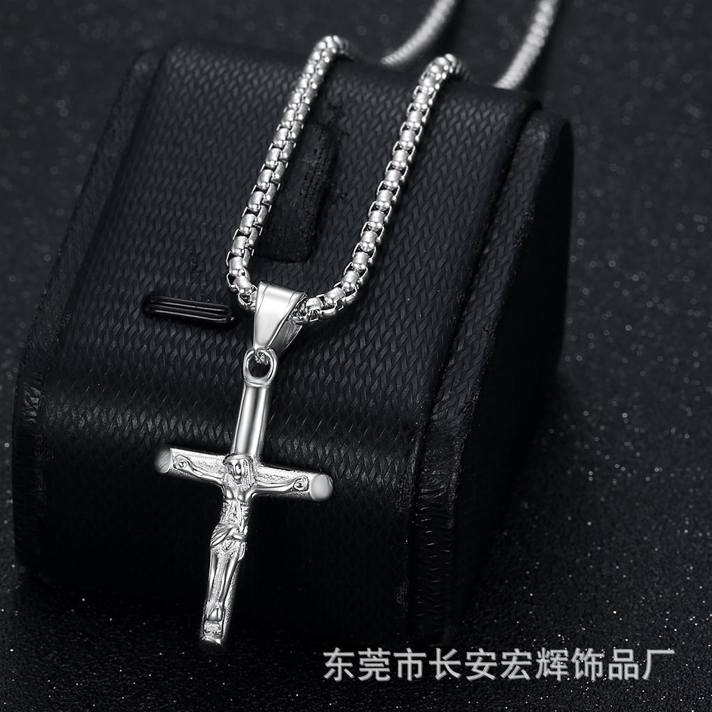 Titanium Steel Necklace Cross Pendant Non-Fading Neck Chain DIY Unisex Punk Style Hip-Hop Accessories