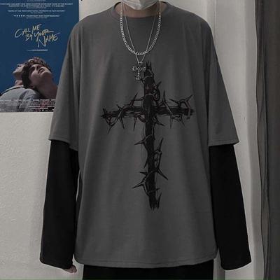 T-shirt Manches Longues Style Coréen Mode Harajuku Punk Street Wear Filles Gothique Mall Goth Tops