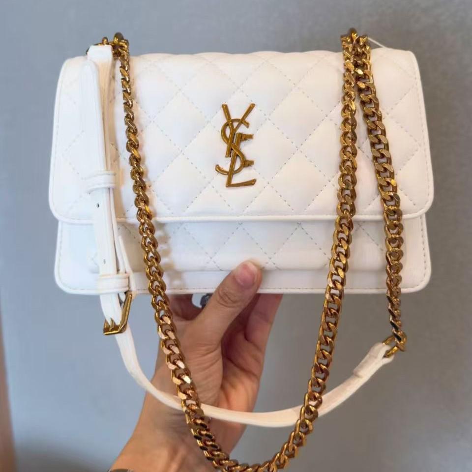 Lambskin Diamond Pattern Accordion Crossbody Chain Bag