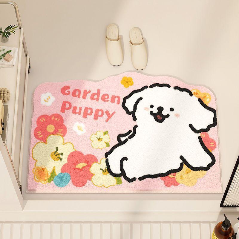 Cartoon Cute Fresh Imitation Cashmere Bathroom Mat Absorbent Non-slip Mat Toilet Door Mat Washroom Carpet