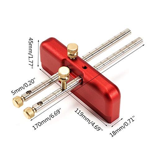 CarAngels New Woodworking Marking Gauge, T-Square, Two-Head, Simultaneous Parallel Line Drawer, Aluminum, Easily Draws Two Straight Lines, for Carpent