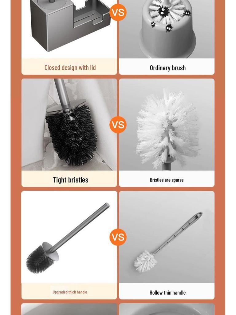 Space Aluminum Wall-Mounted Toilet Brush Set - No Dead Angle, Punch-Free Cleaning Solution