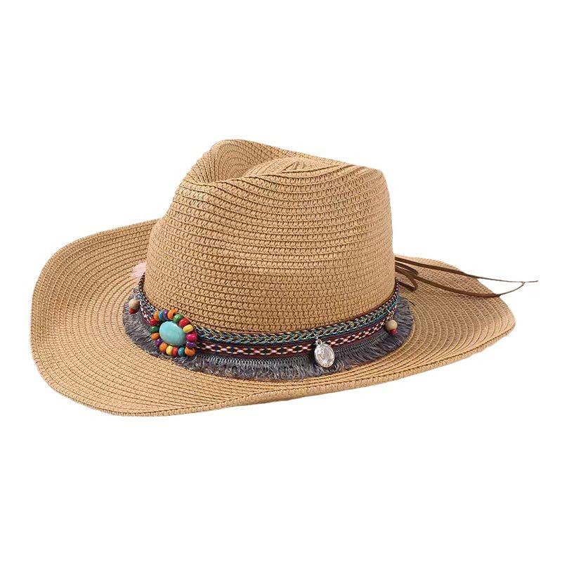 1pc Summer Beach Hats for Women,Sun Hat Minority Style Bohemia Outdoor Wide Brim Sun Hats Holiday Beach Breathable Visor Caps