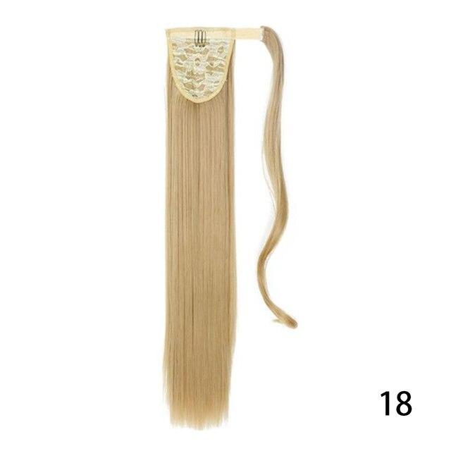 

XINRAN блондинка длинные прямые наращивание волос с хвостиком натуральный шиньон головной убор синтетическое волокно термостойкие искусственные волосы 22inches