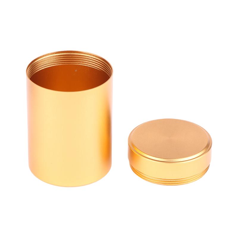 Mini Portable Aluminum Alloy Sealed Jar Travel Moisture-Proof Solid Color Nut Candy Food Storage Container Tea Can