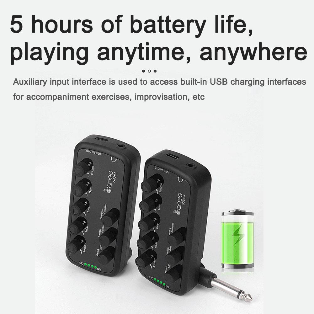Electric Guitar Headphone Amplifier USB Chargable Acoustic Overdrive Distortion Tone Guitar Plug Amp Speakers Combo Amplifier