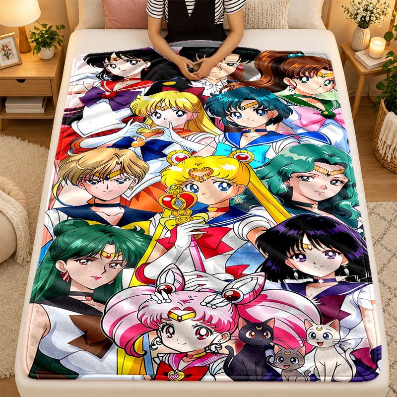 Flannel BlanketSailor Moon Warm Soft Throw Blanket for Indoor Sofa Bed Living Room Use