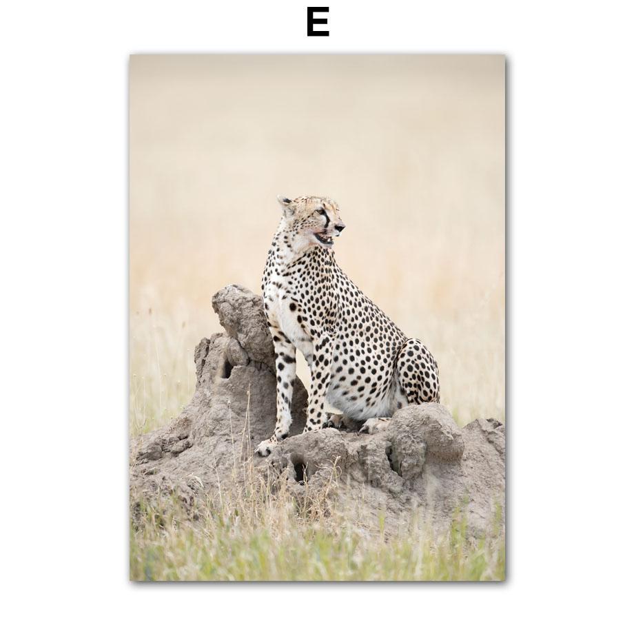 Green African Savannah Wild Animal Wall Art Canvas Painting Photo Posters And Prints Wall Pictures For Living Room Home Decor