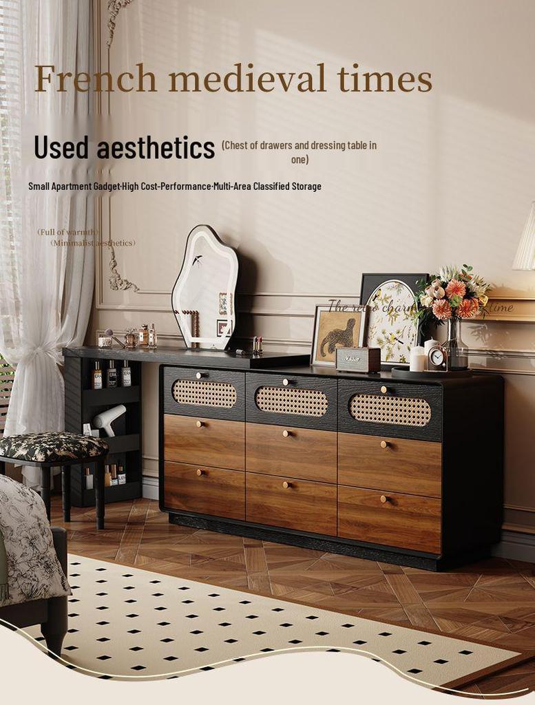 French Antique Style Retro Chest of Drawers and Dressing Table - High-End Bedroom Storage Cabinet 2025.