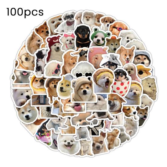 100 stk Søte Hund Meme Klistremerker for Journalføring Bærbar PC Scrapbook Vannflaske Skateboard Vanntett PVC Hundeklistremerker for Barn Tenåringer Jenter Gutter