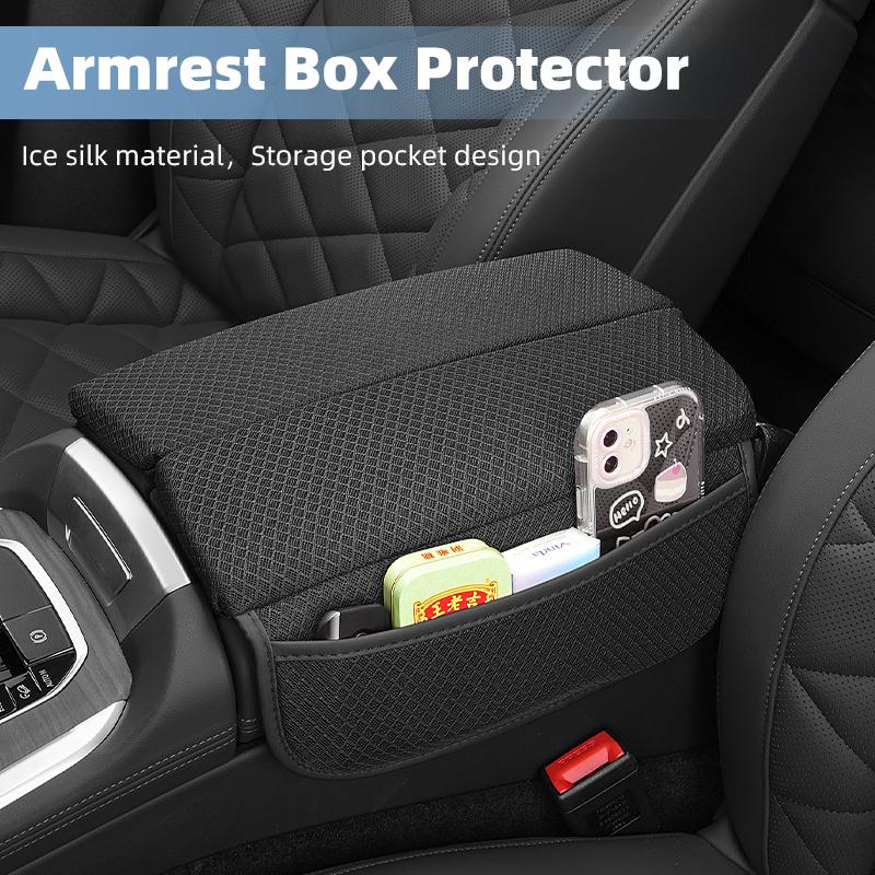 Ice Silk Car Armrest Box Cover Cushion For BMW X5 X6 X7 G05 G06 G07 -2024 Center Console Armrest Protector Pad Accessories