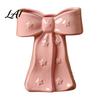 French Style Bow Vase Ceramic with Star Decorative Flowers Vase Creative Flower Chic Room Decor Gifts Arrangement Holder for Living Table