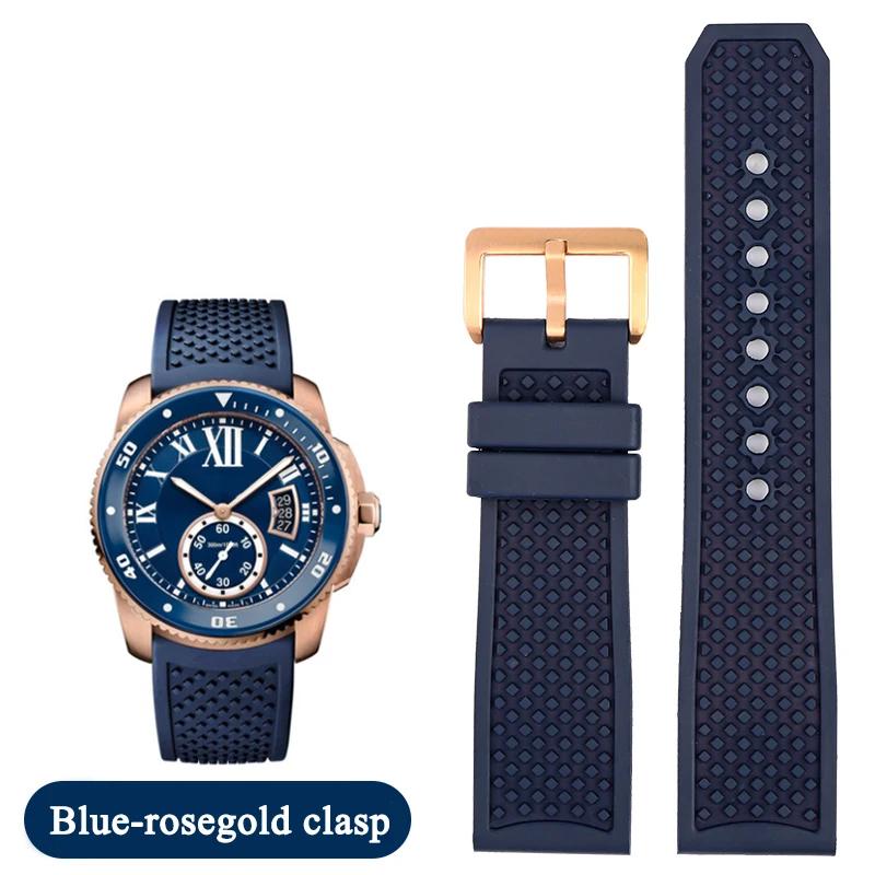 

Классический ремешок для часов из силикона и фторкаучука, водонепроницаемый, сменный для браслета Cartier CALIBRE W7100055/WGCA0010 WSCA0006 23mm