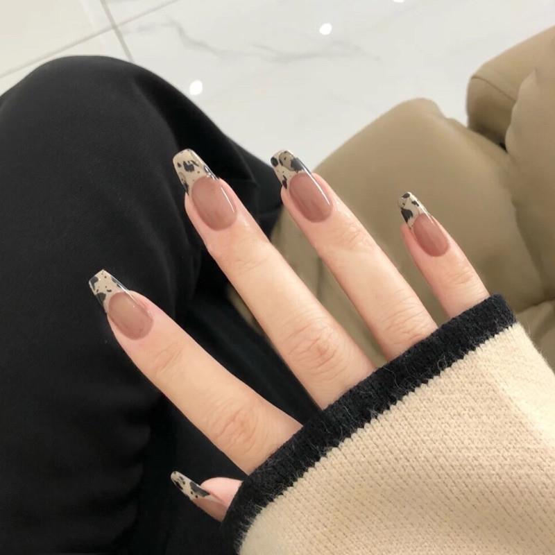

Removable Ballet Nails: Wearable French & Leopard Print Manicure Patches Glue Kit