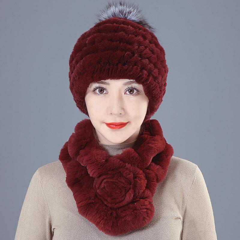 

New Rex rabbit hair hat female winter mother middle and old fur hat thickened warm rabbit hair plush round hat hat