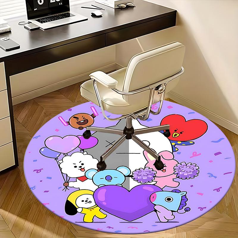 BT21 Merchandise,BTS Goods Chair Mat Round Rug Office Carpet, Non Slip, Suitable for Living Rooms, Bedrooms Decor.1205488a