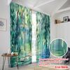 2pcs,2D plane printing Pattern Curtains Willow Reflections Versatile Polyester Fabric (without rod) Versatile All Use for