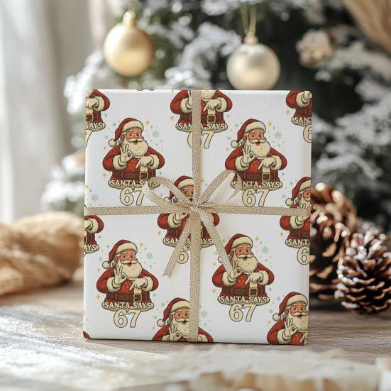 67 Meme Christmas Gift Wrap Funny Wrapping Paper for Kids Unique Brain Rot Holiday Gift Wrap Paper Roll for Birthday Xmas Present Wrapping