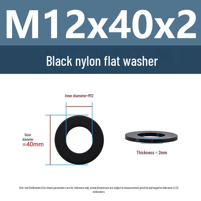 Yigu High-Temperature Insulated Black Nylon Flat Washer (M2, M3, M10, M16, M24)