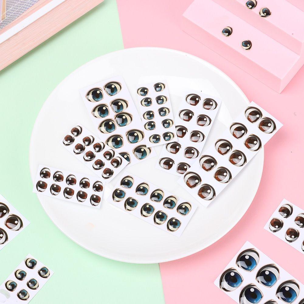 10 Pairs Multi Styles Cartoon Crystal Eyes Brown/Blue Cute Eyes Stickers Boy Anime Figurine Doll Face Organ Diy Doll Accessories