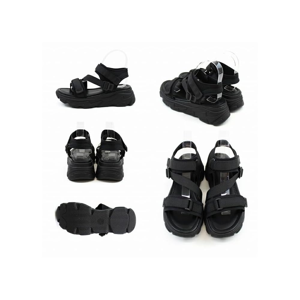 Vivian Sport Sandals for Women, Strap, Velcro Closure, Platform, V45510SM, Black, S220-225
